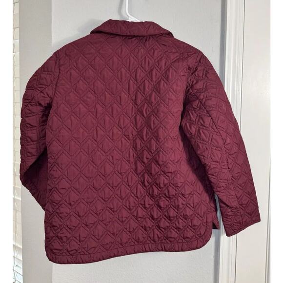 Lands Ends Jacket Coat Womens Quilted Red Size Small EUC Buttons Pockets - Picture 2 of 4